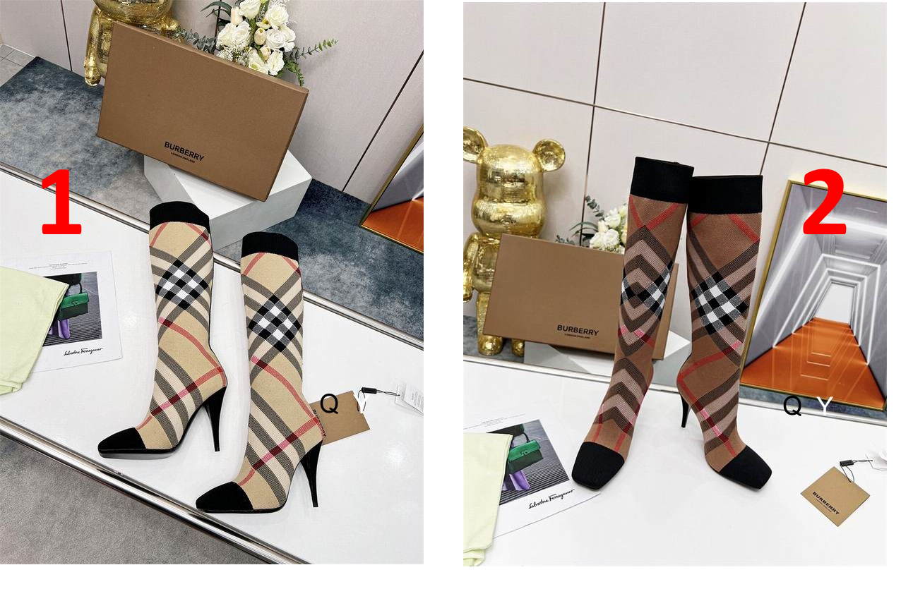 *BURBBER Boots High  Heels 2 Color 's