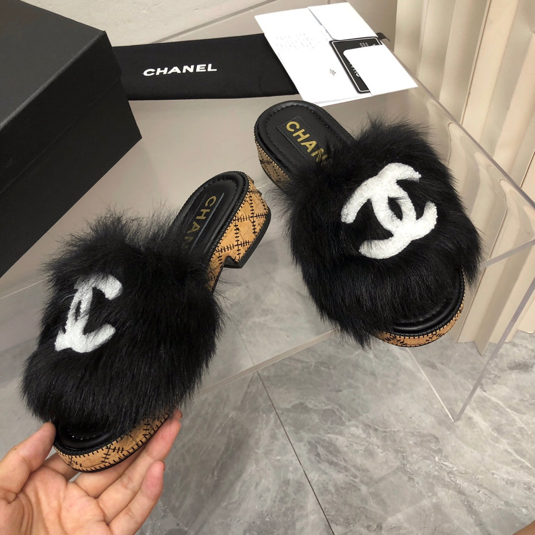 CHL Slippers Slide Fur  2 Color 's