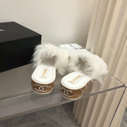 CHL Slippers Slide Fur  2 Color 's