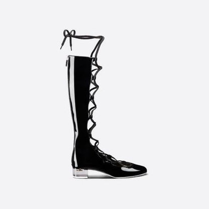 CHD Lace-up Casual Style Leather Block Heels Party Style 2 Color 's