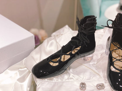 CHD Arty Lace-Up Ankle Boot Black Patent Calfskin 2 Color 's