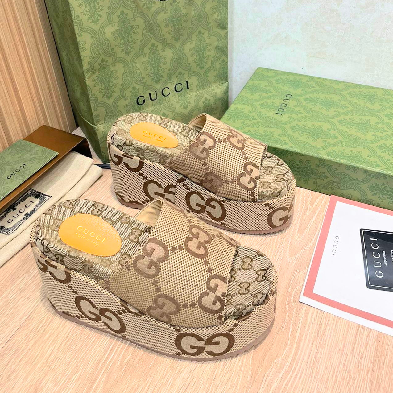 GU Slippers Platform Jumbo Monogram 12 cm