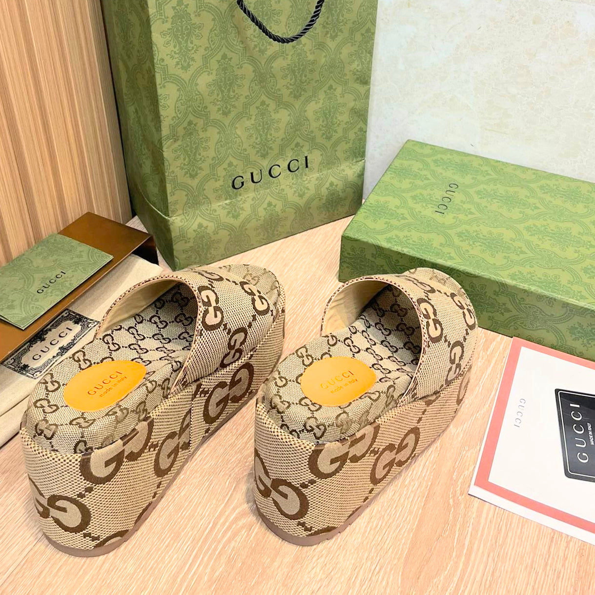 GU Slippers Platform Jumbo Monogram 12 cm