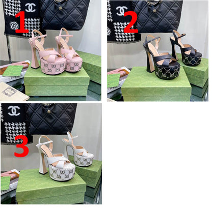 GU  Shoes High Heels Wedge Interlocking G studs 3 Color 's