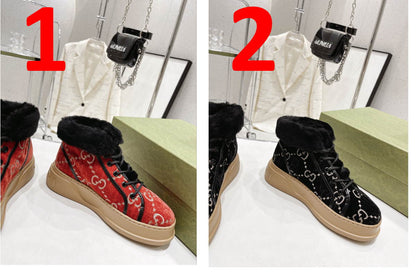 GU  Sneakers 2 Color 's Fur Trimmed
