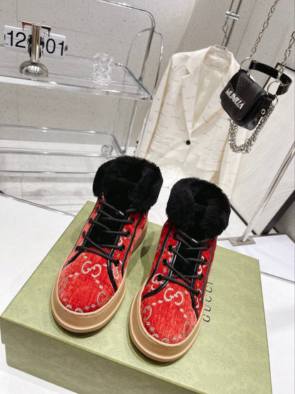 GU  Sneakers 2 Color 's Fur Trimmed
