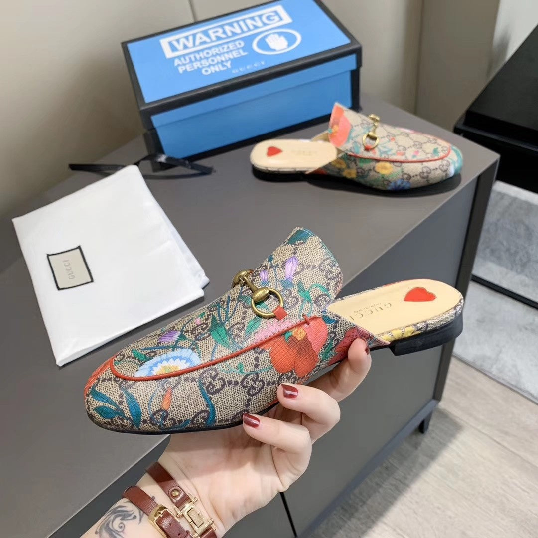 GU Mule Slippers  Floral Princetown