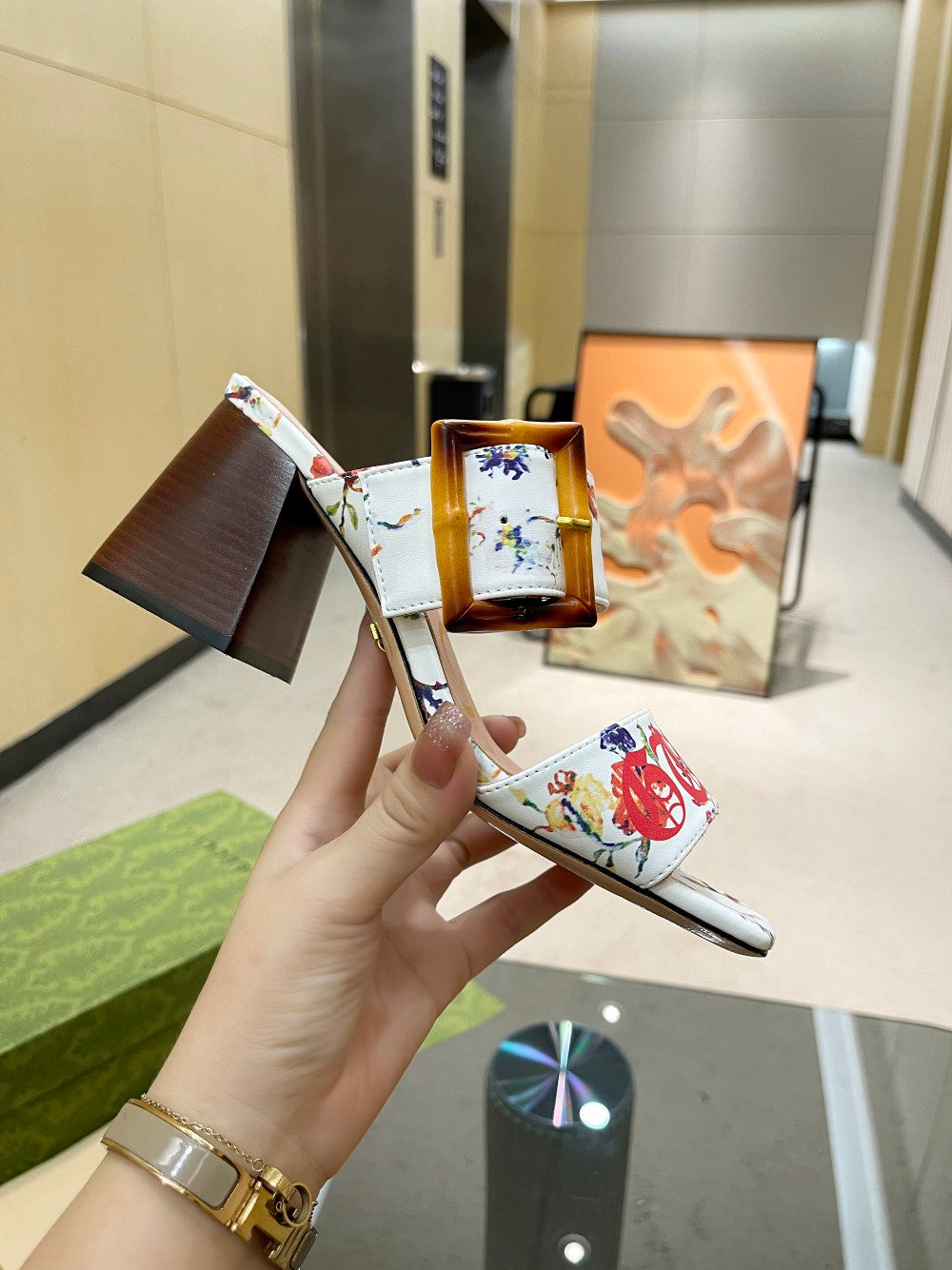 GU  Sandals Shoes Heels Bamboo 3 Color 's