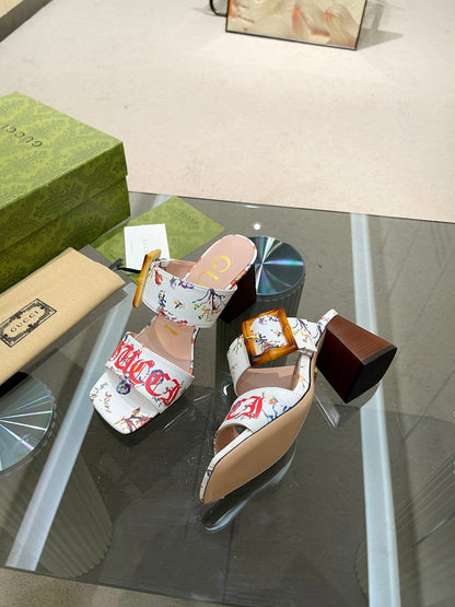 GU  Sandals Shoes Heels Bamboo 3 Color 's