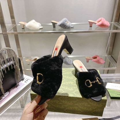 GU Sandals Fur 5 Color 's heels