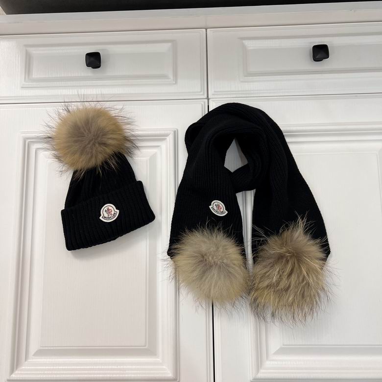 MONCR Hat and Scarf Set  Knitted 3 Color s