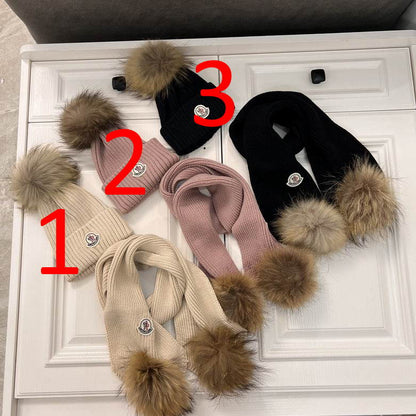 MONCR Hat and Scarf Set  Knitted 3 Color s