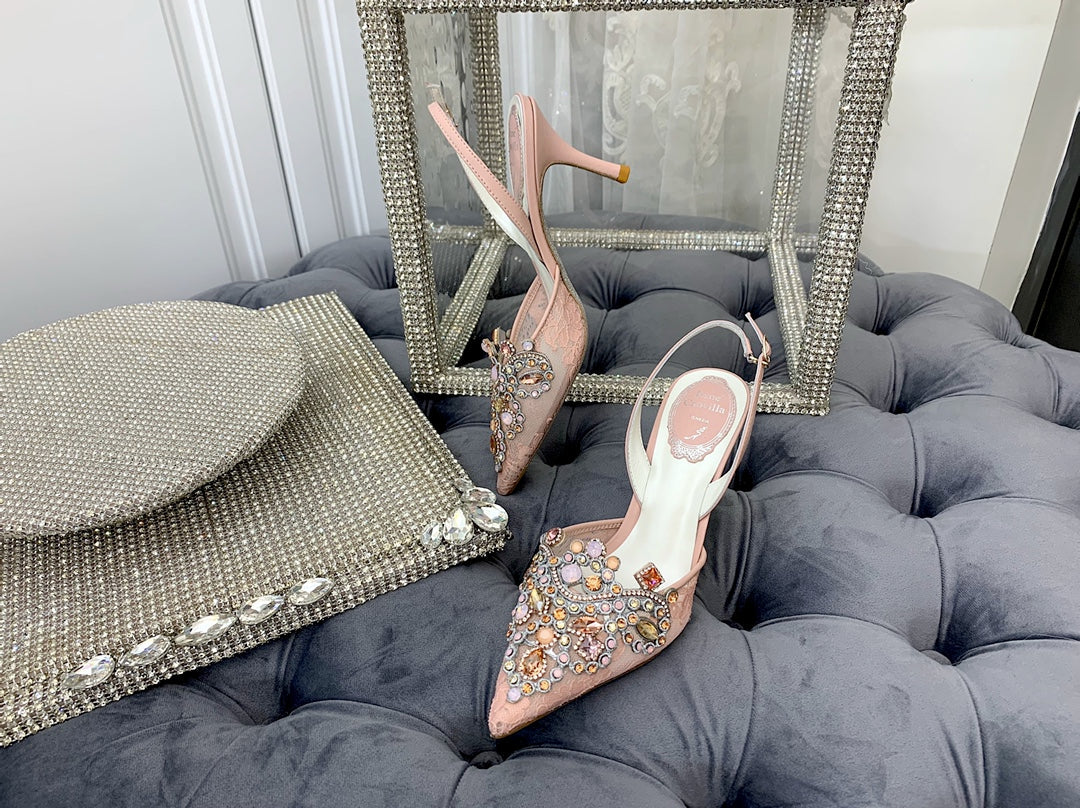 CAO VILLA Shoes Heels 2 color 's Stones