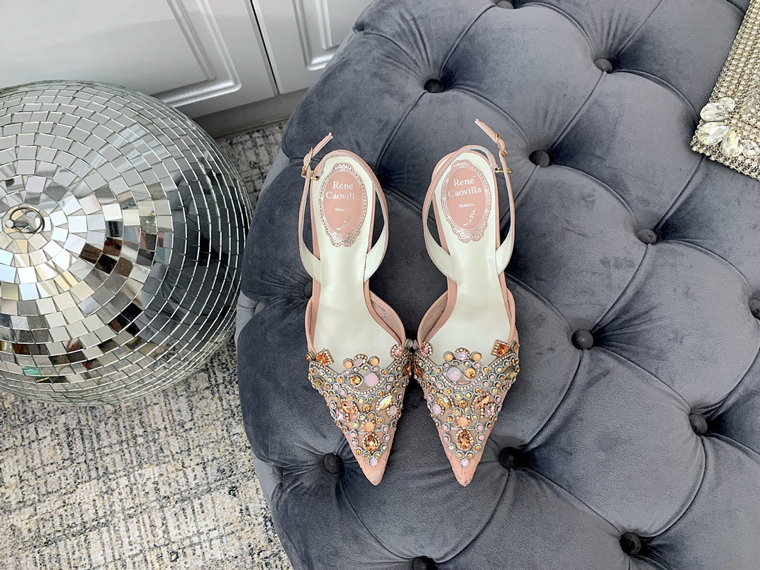 CAO VILLA Shoes Heels 2 color 's Stones