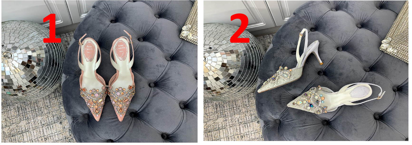 CAO VILLA Shoes Heels 2 color 's Stones