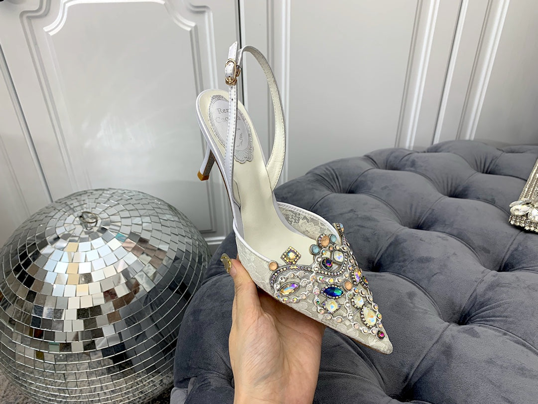 CAO VILLA Shoes Heels 2 color 's Stones