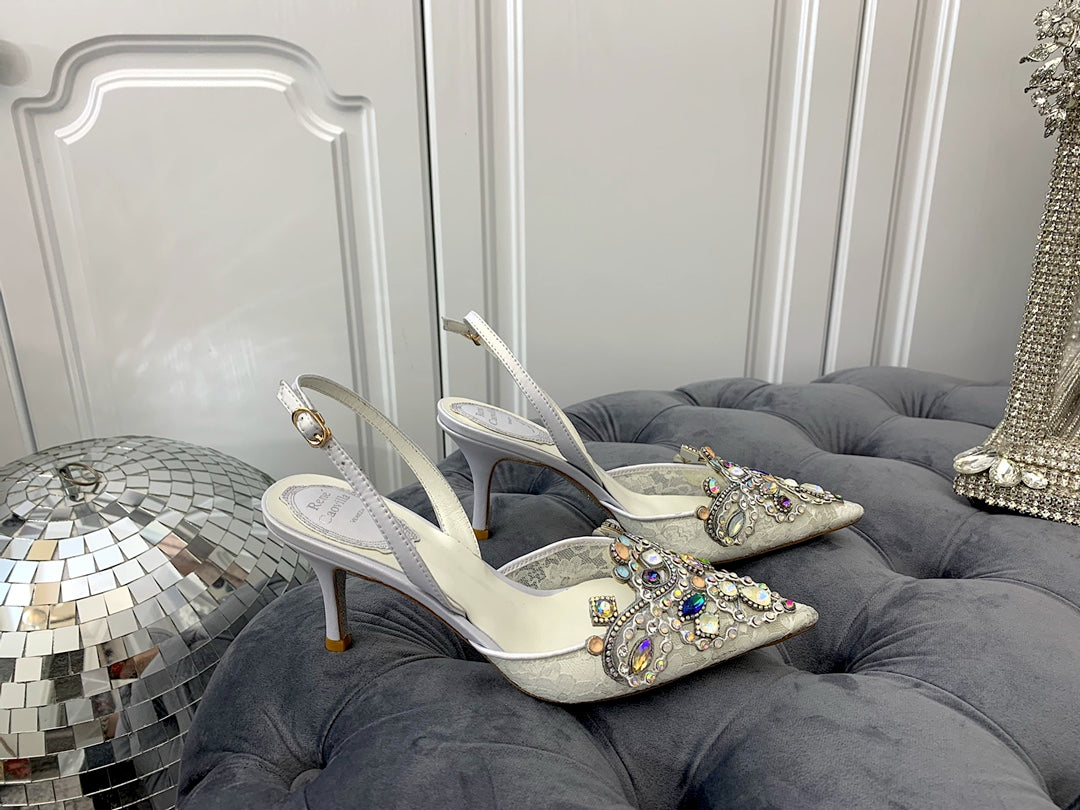 CAO VILLA Shoes Heels 2 color 's Stones