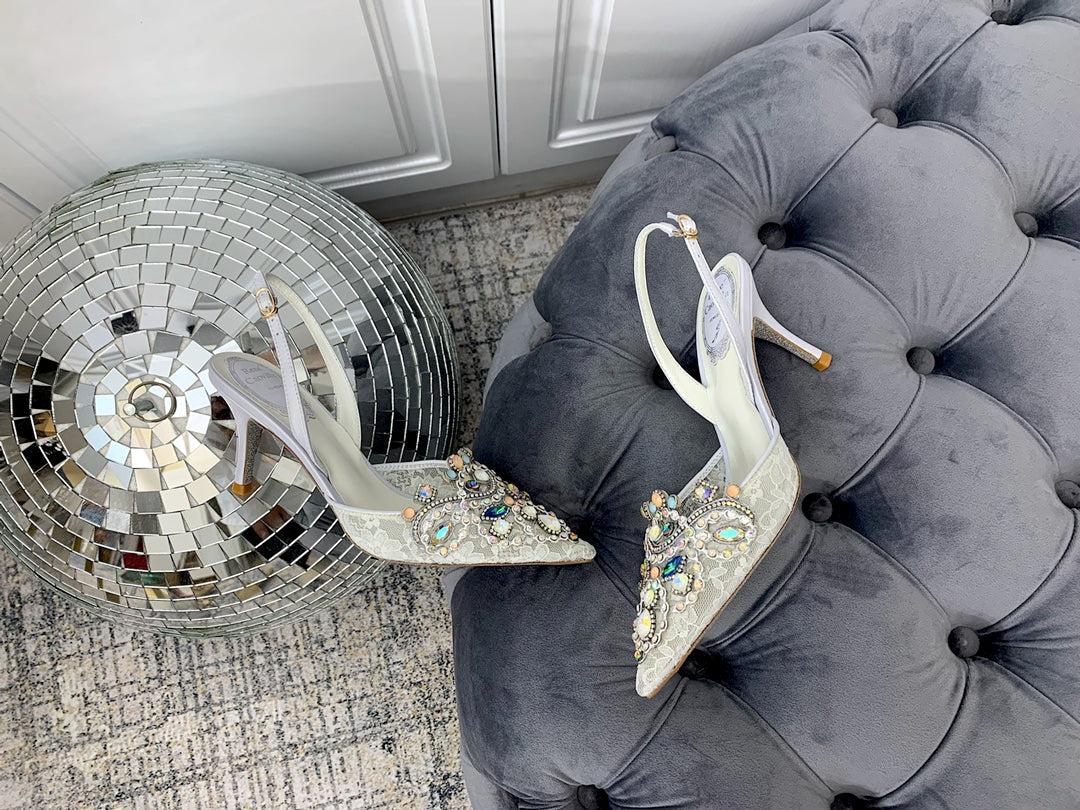 CAO VILLA Shoes Heels 2 color 's Stones