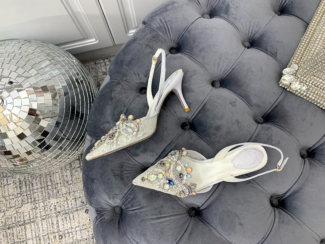 CAO VILLA Shoes Heels 2 color 's Stones