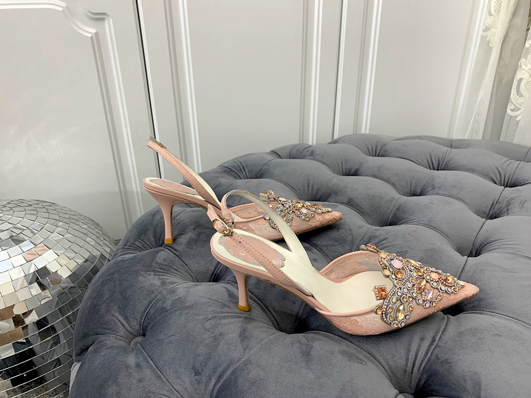 CAO VILLA Shoes Heels 2 color 's Stones