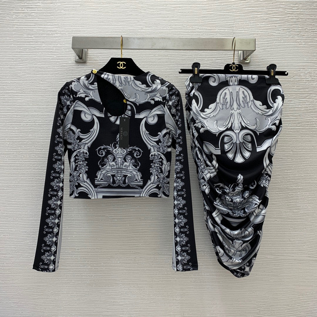 VRC 2 Pcs Set Dress  2 Color's Activewear Long Sleeve