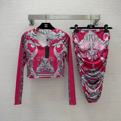 VRC 2 Pcs Set Dress  2 Color's Activewear Long Sleeve