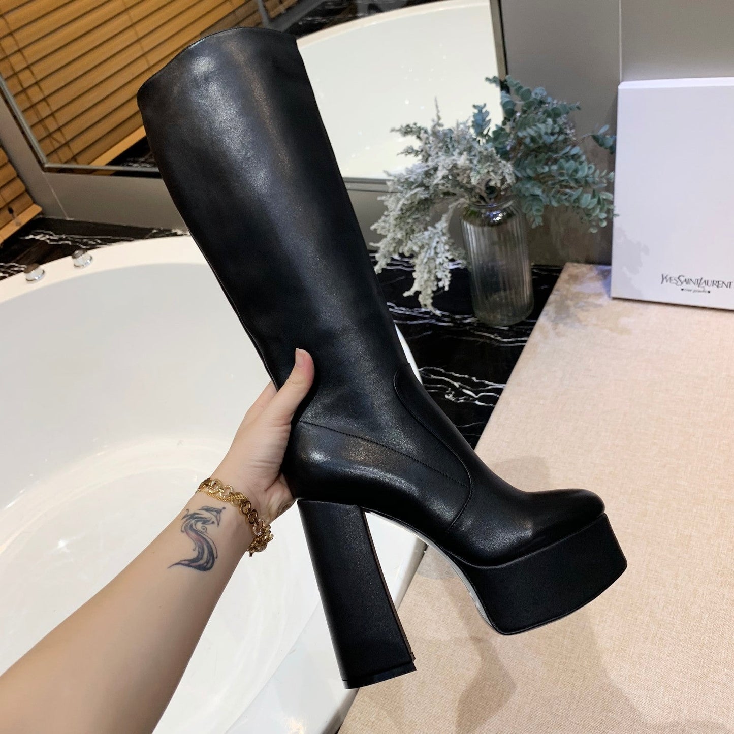 Y L  Boots High Heels Wedge