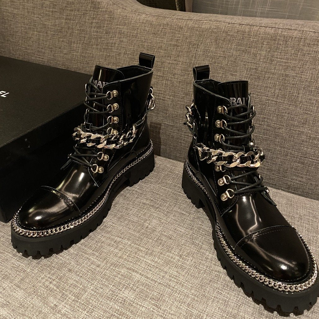 Balma*in Boots Zipper Black Varnish