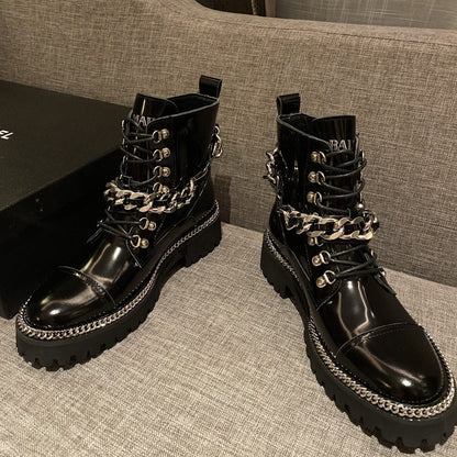 Balma*in Boots Zipper Black Varnish
