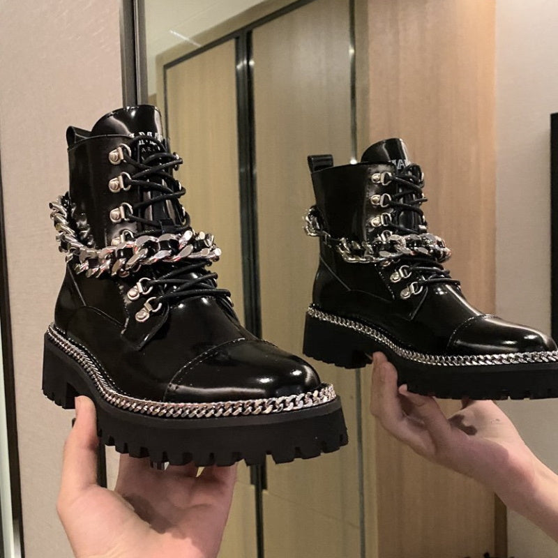 Balma*in Boots Zipper Black Varnish