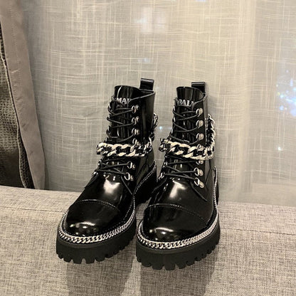 Balma*in Boots Zipper Black Varnish