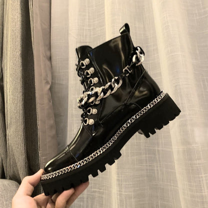 Balma*in Boots Zipper Black Varnish