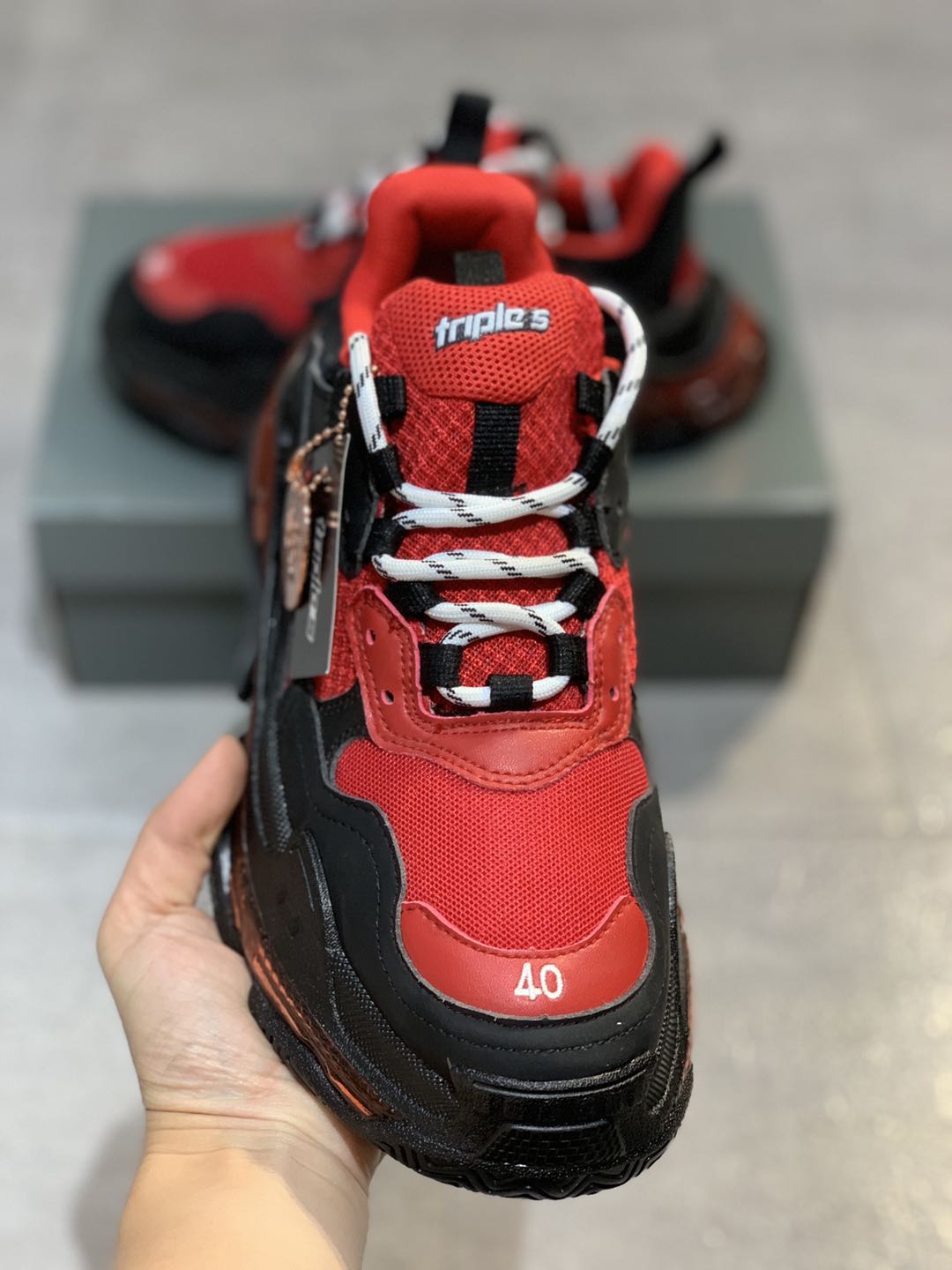 SNBAL  Triple S  Red Sneakers