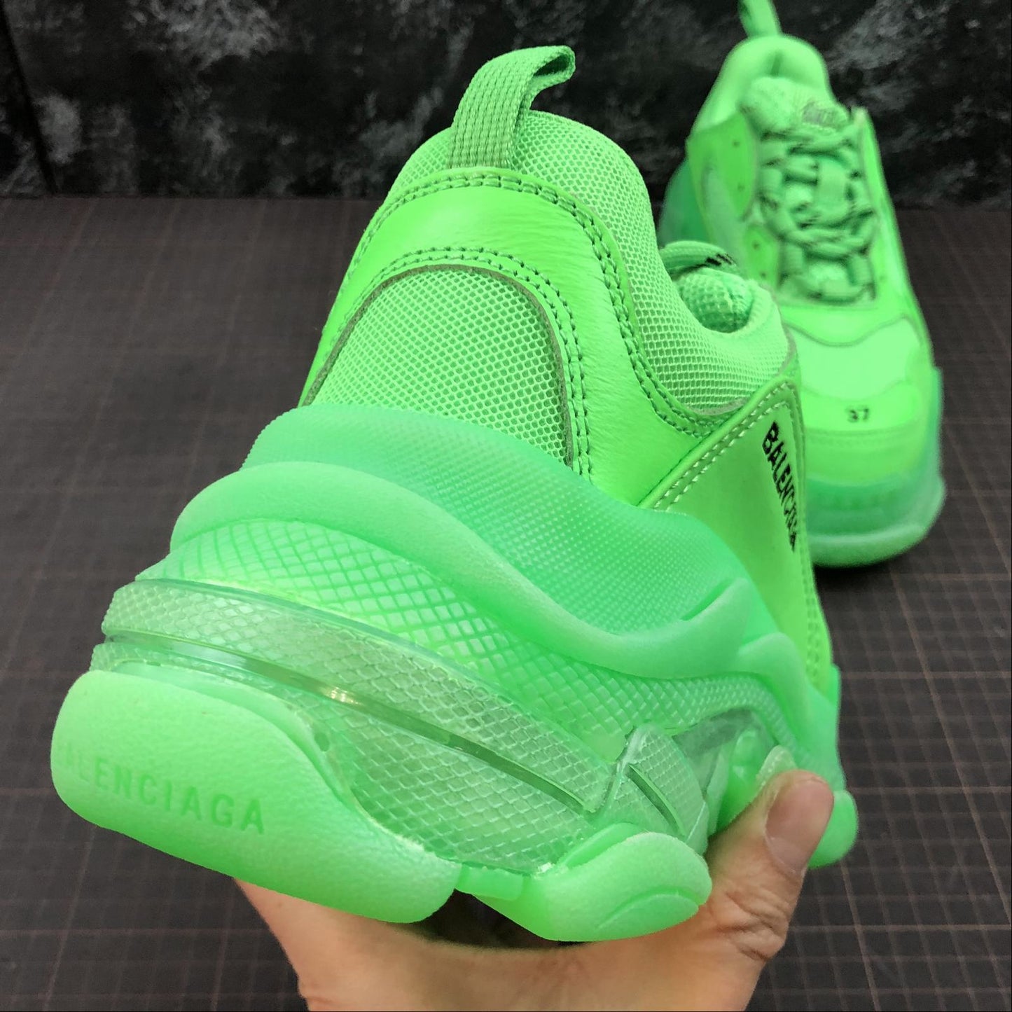 SNBAL Triple S Green Sneakers Clear