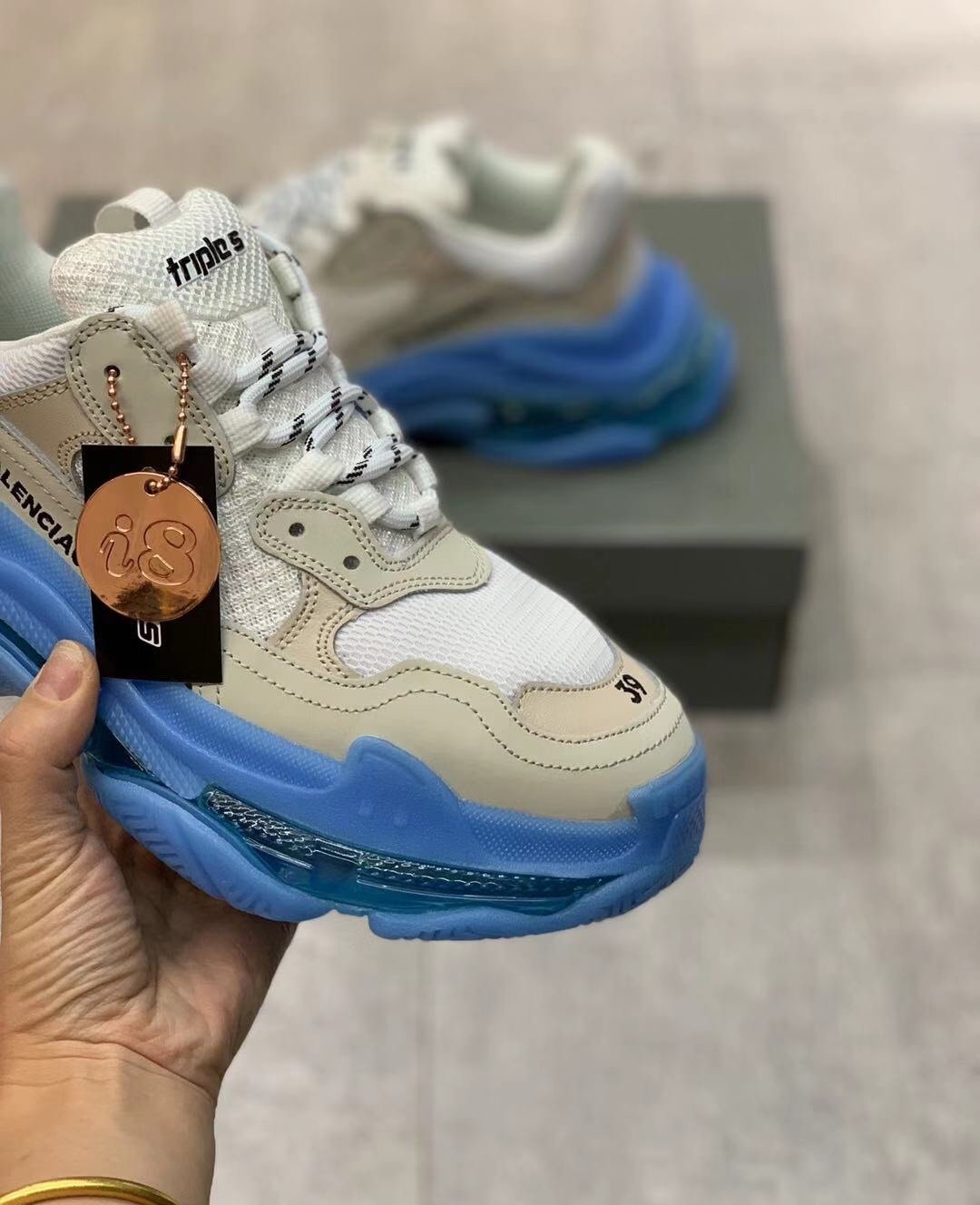 SNBAL  Triple S Sneakers Blue White Clear Sole