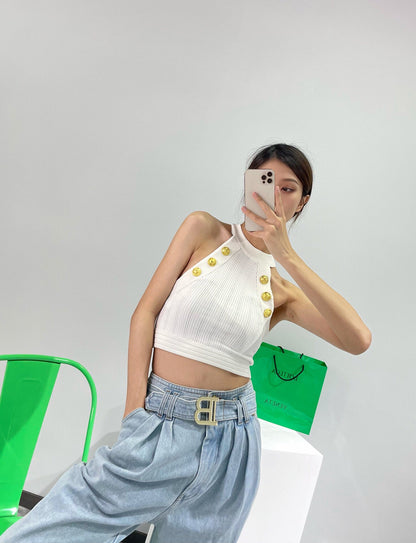 BALMA  Tank Knitted Top  T - shirt  3 Color's Woman