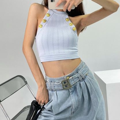 BALMA  Tank Knitted Top  T - shirt  3 Color's Woman