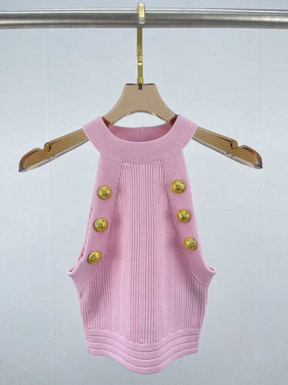 BALMA  Tank Knitted Top  T - shirt  3 Color's Woman