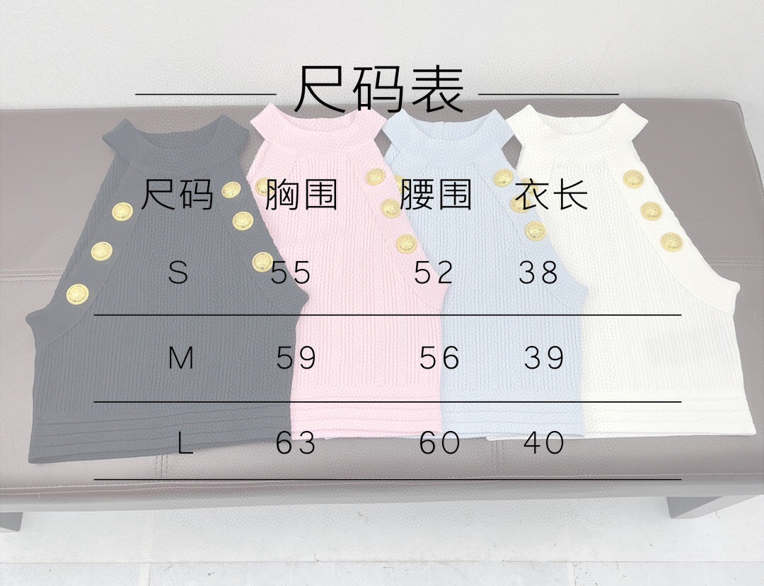 BALMA  Tank Knitted Top  T - shirt  3 Color's Woman