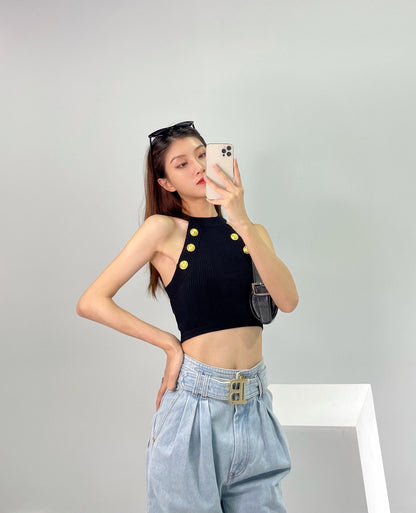 BALMA  Tank Knitted Top  T - shirt  3 Color's Woman