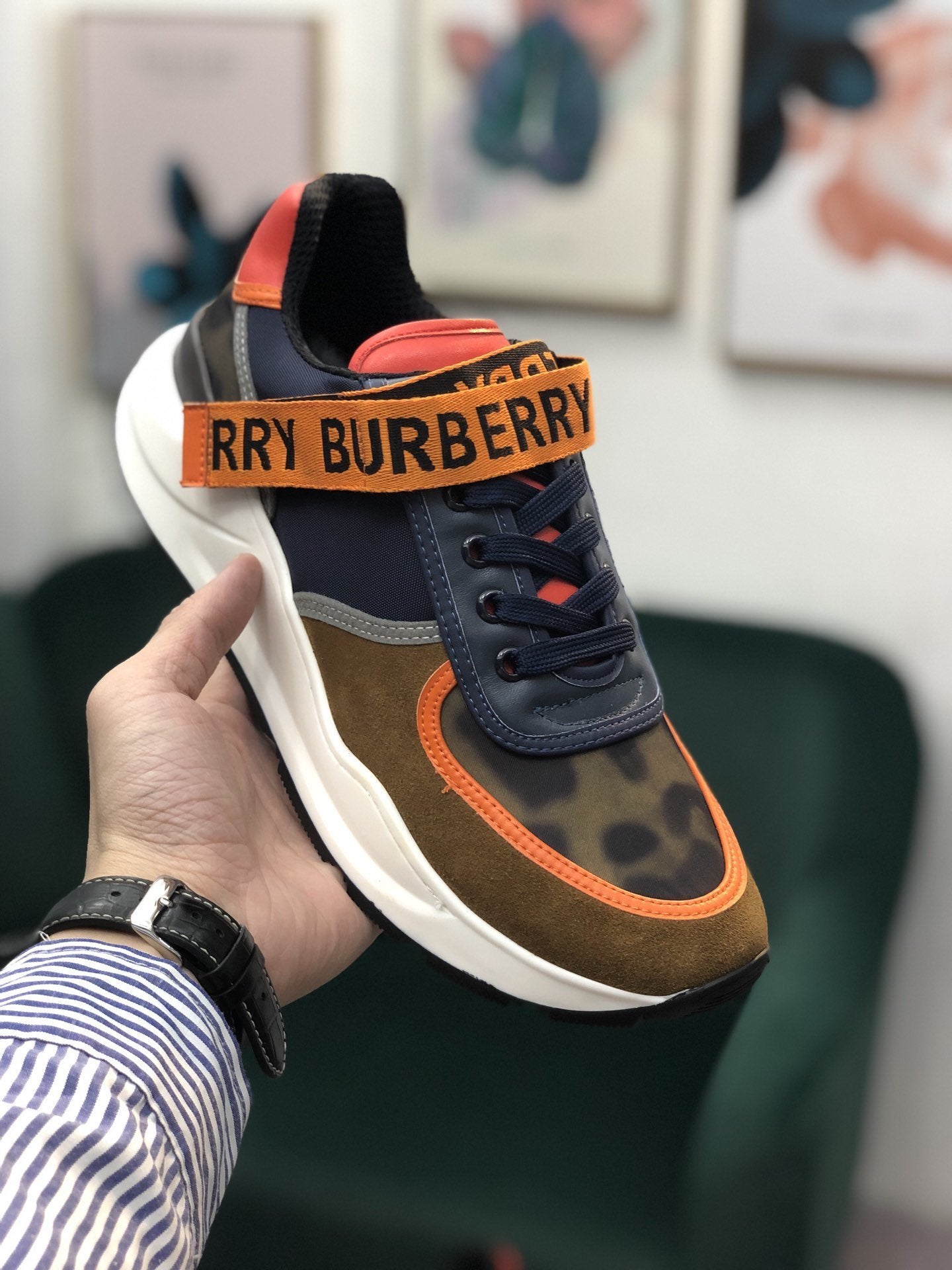 Burbber Sneakers Brown Orange