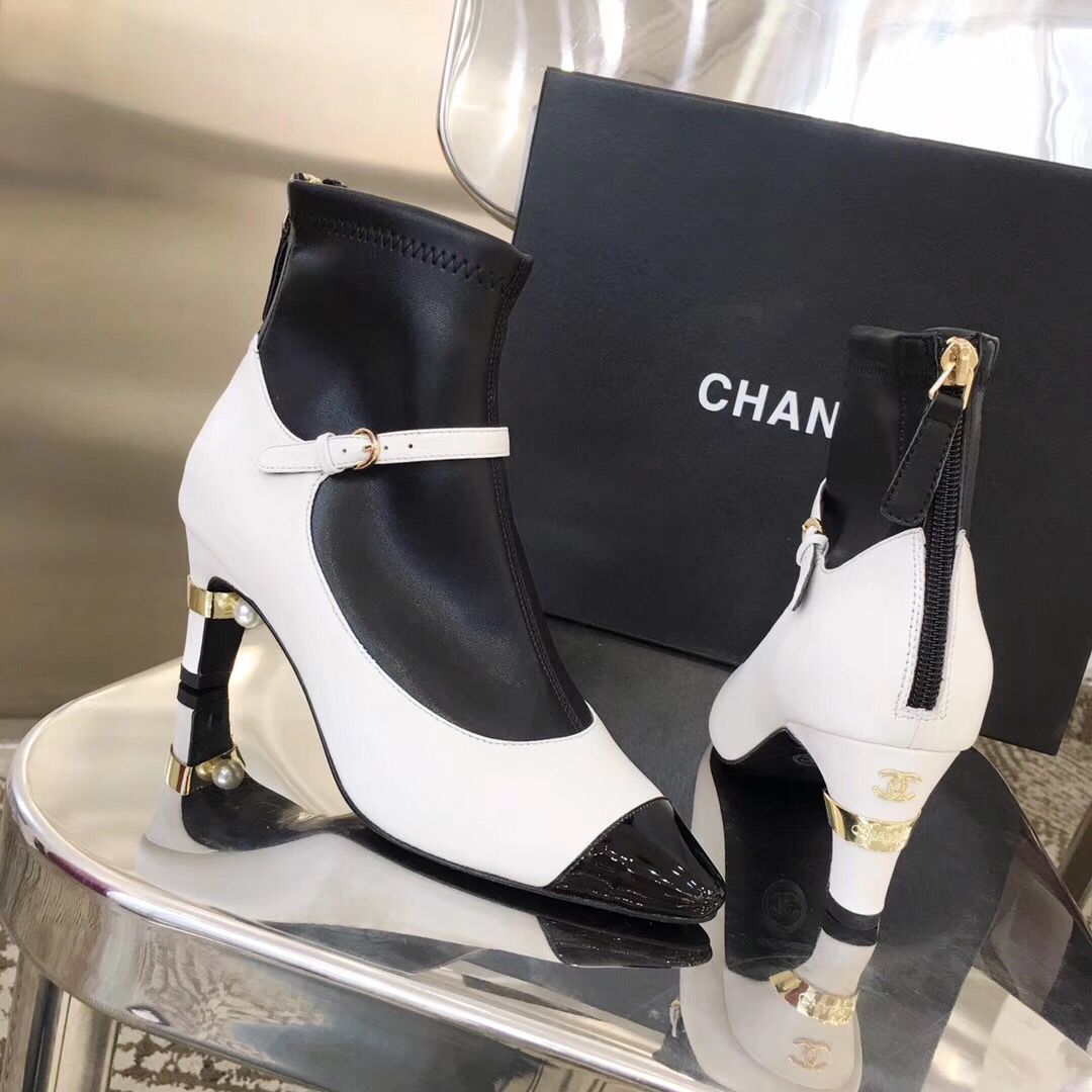 CHL Shoes White Black Heels