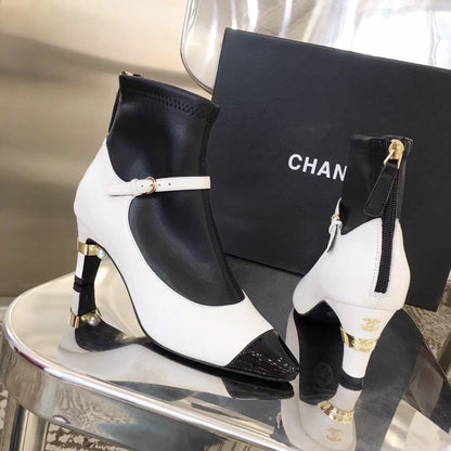 CHL Shoes White Black Heels