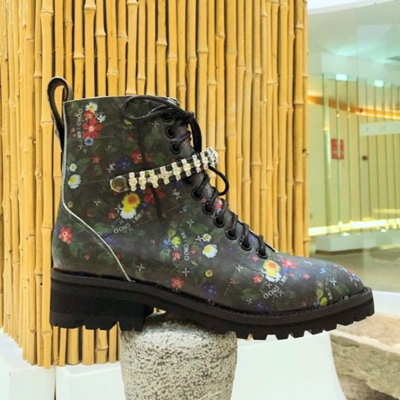 Chu Boots Black Flowers
