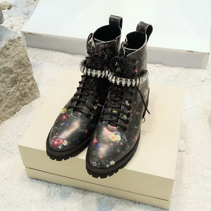 Chu Boots Black Flowers