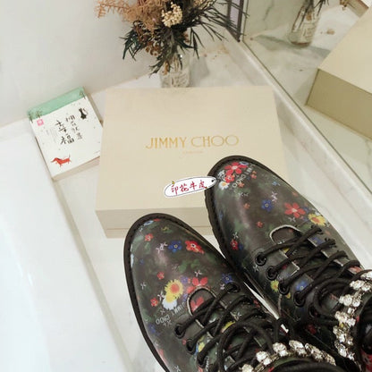 Chu Boots Black Flowers