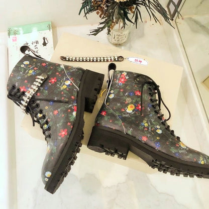 Chu Boots Black Flowers