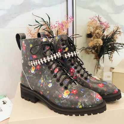 Chu Boots Black Flowers