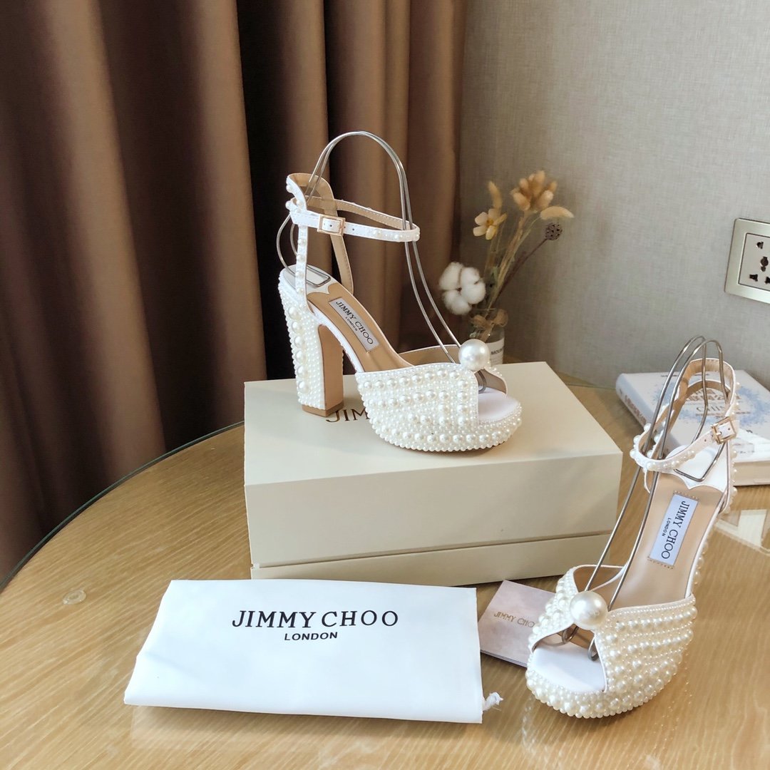 CHU Shoes High Heels Wedge Pearl White
