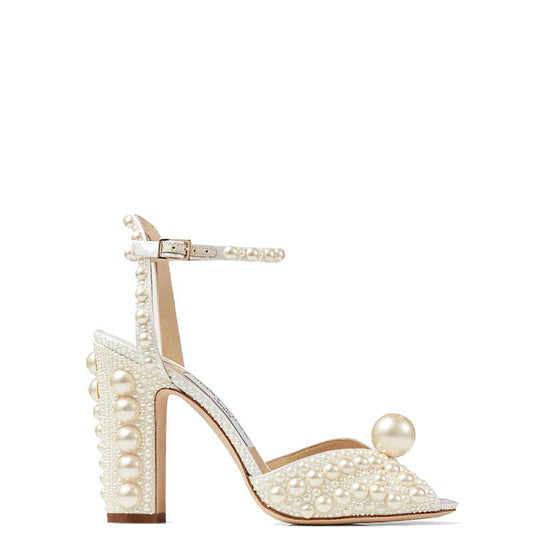 CHU Shoes High Heels Wedge Pearl White